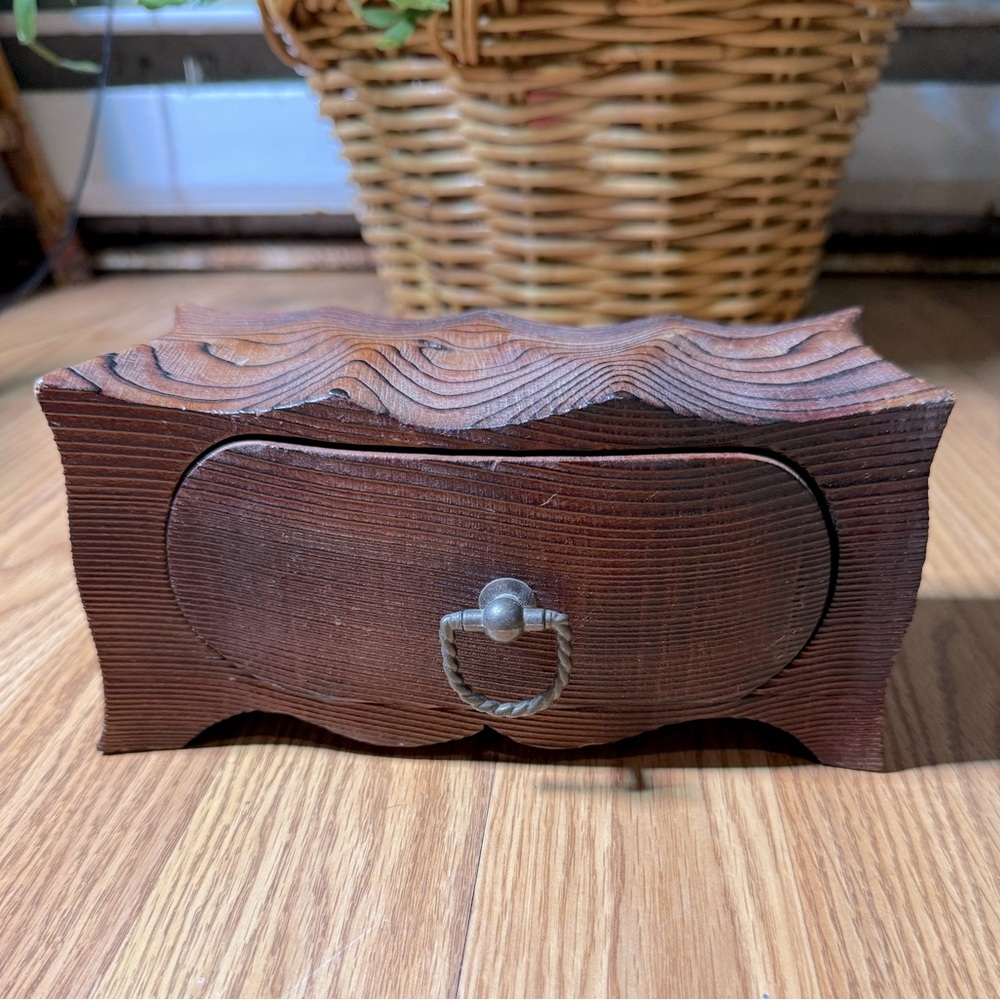 Vintage Japanese Cryptomeria 1 Drawer Box Associated with Japanese Craftsmanship